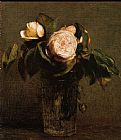Henri Fantin-latour Canvas Paintings - Roses in a Tall Glass
